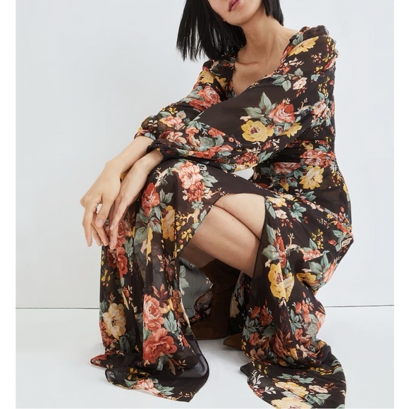 Veronica Beard Maxi Silk Floral Long-Sleeve Avani Dress - Picture 5 of 8